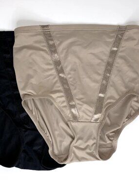 2 Lot MAIDENFORM Black & Nude GUSSETT Shapewear Large High Waist RN#15763 Pin-Up